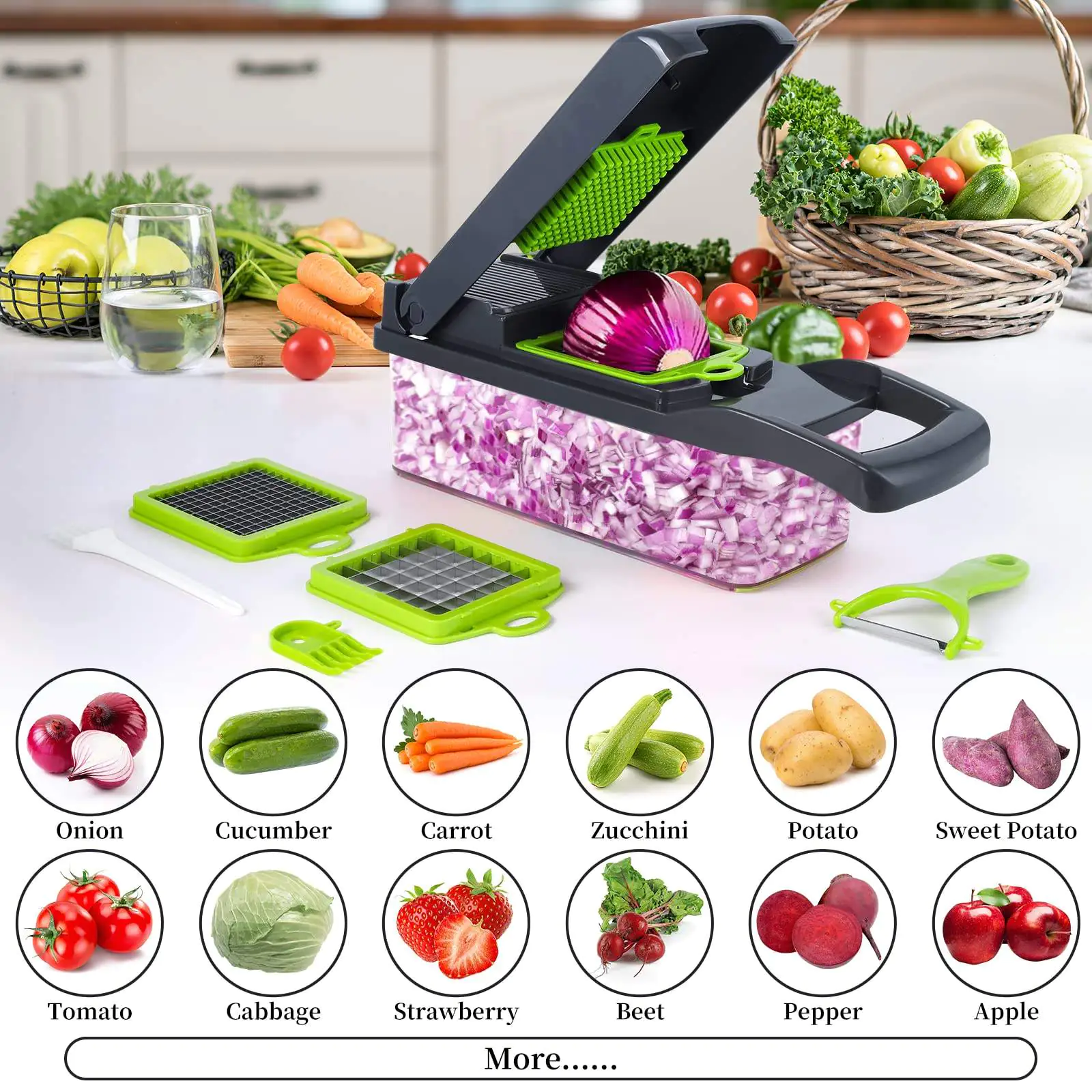 Multifunctional Manual 16 In 1 Vegetable Slicer Handheld Set