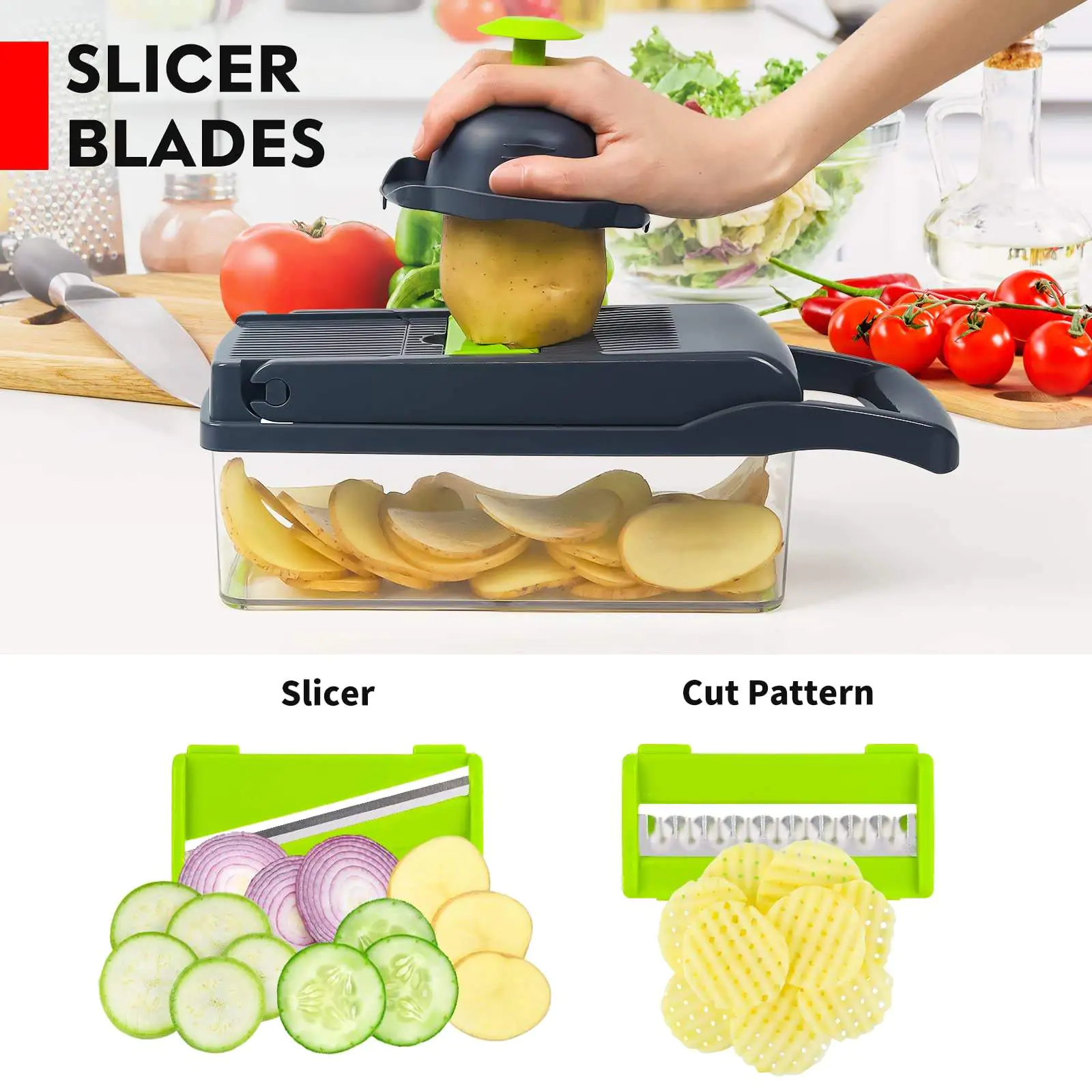 Multifunctional Manual 16 In 1 Vegetable Slicer Handheld Set
